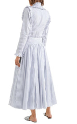 Ruffled Striped Cotton Maxi Dress Alaïa