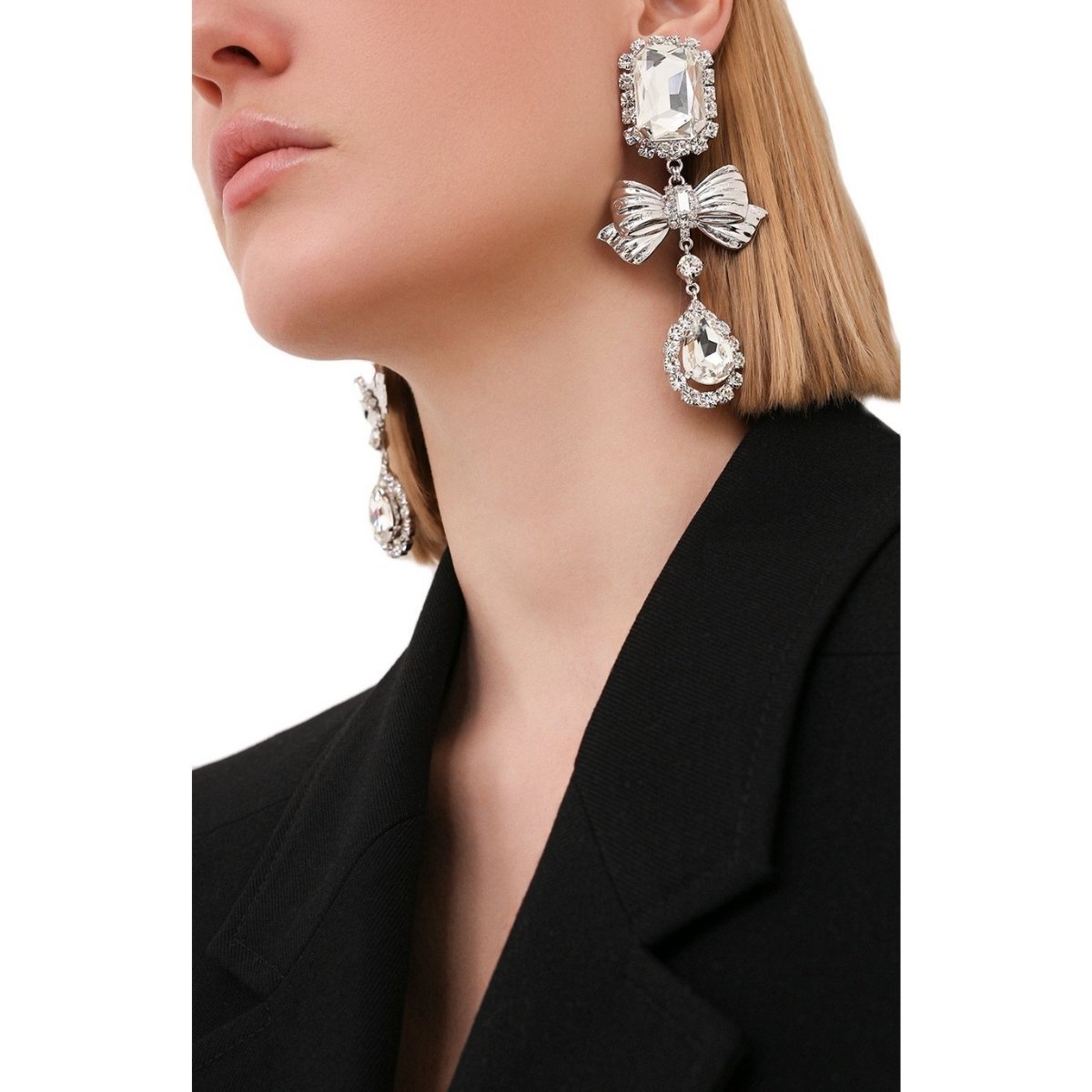 Alessandra Rich Large Bow and Drop Earrings