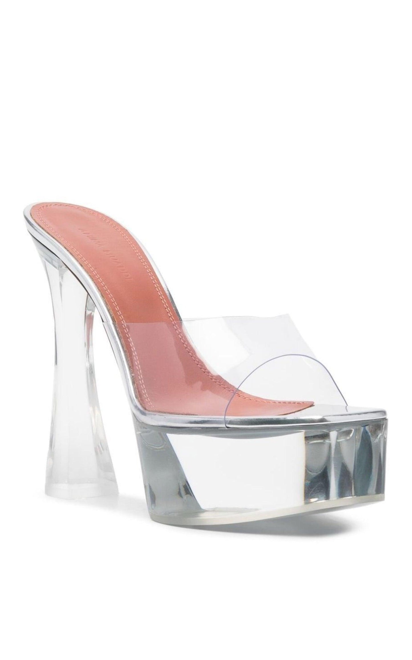 Dalida Glass PVC Platform Mules Amina Muaddi