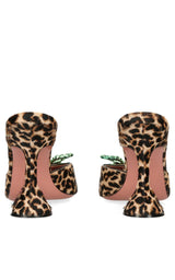 Amina Muaddi Leopard Print Rosie Mules 95 - Runway Catalog