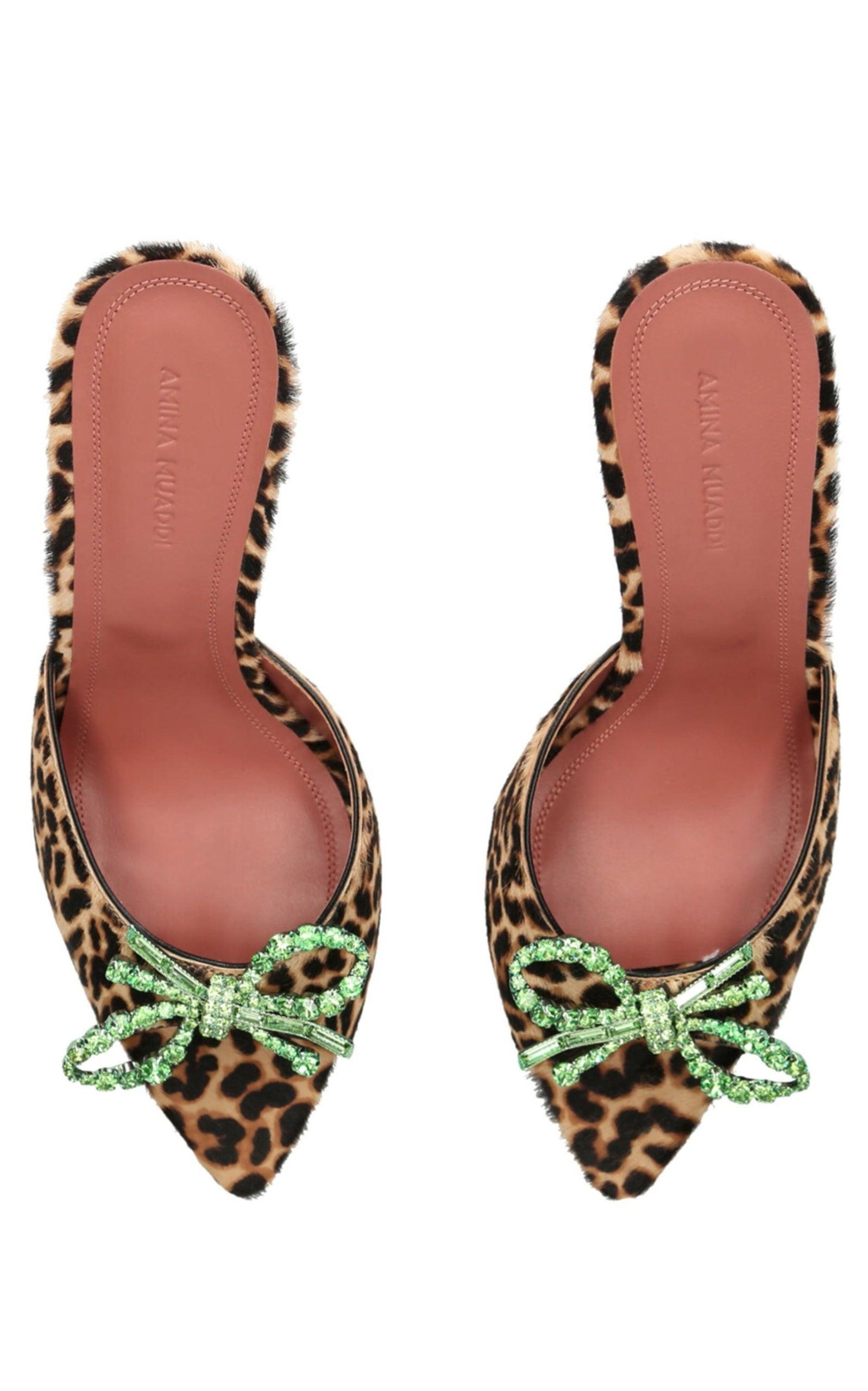 Amina Muaddi Leopard Print Rosie Mules 95 - Runway Catalog