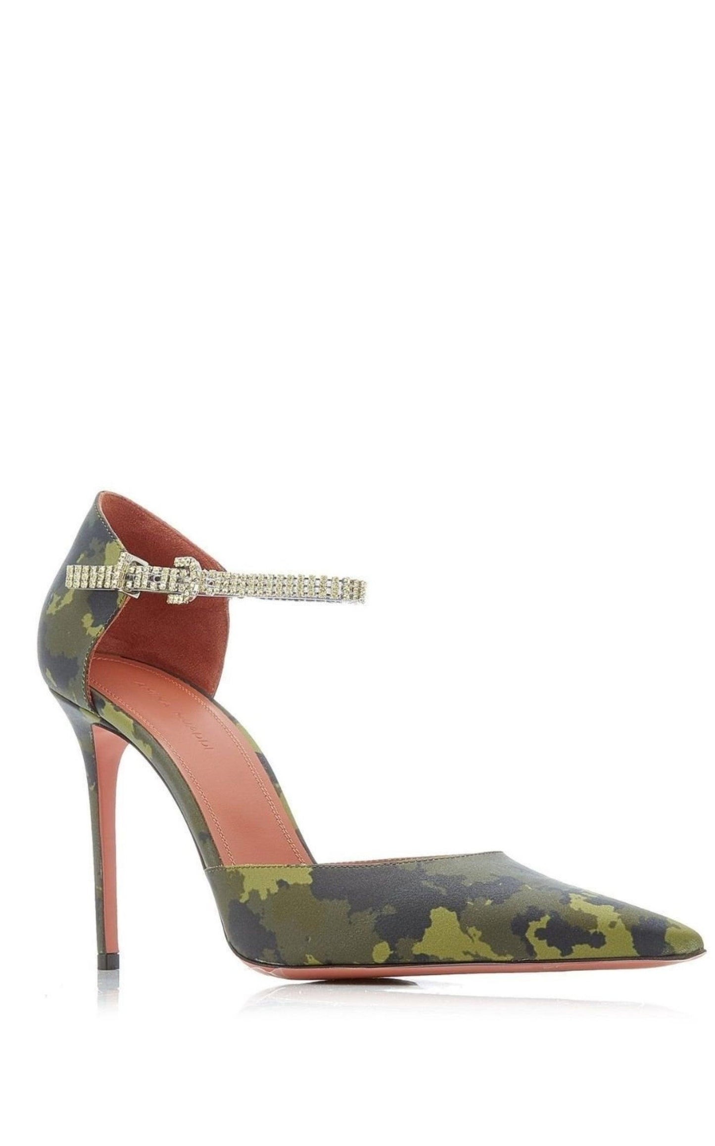 Usrina Crystal-Embellished Camouflage-Satin Pumps Amina Muaddi