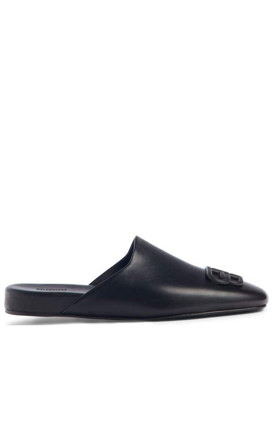 Black BB Logo Leather Slipper Shoes Balenciaga