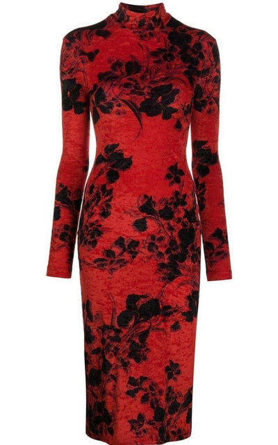 Floral-Print Turtleneck Dress Balenciaga