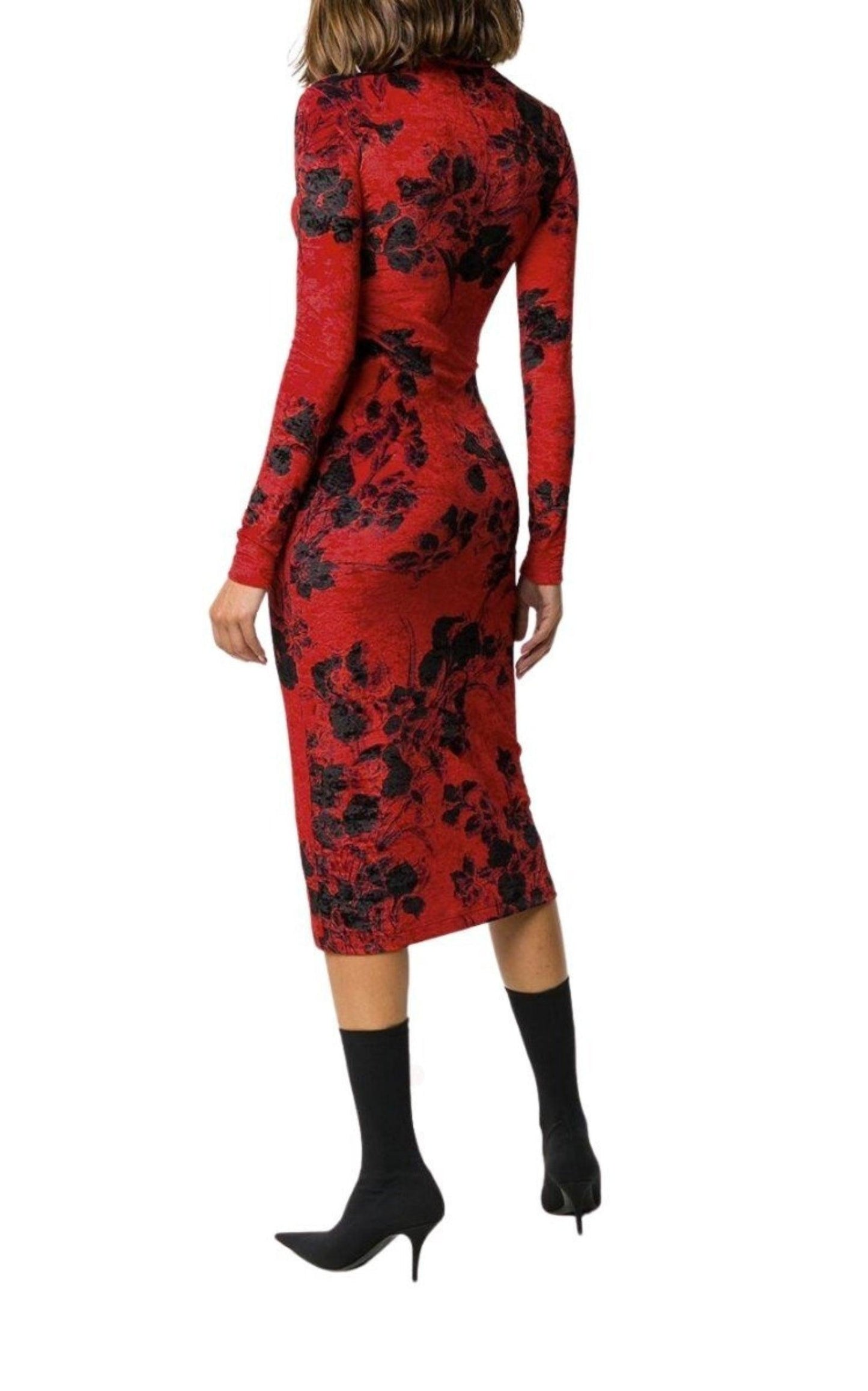 Floral-Print Turtleneck Dress Balenciaga