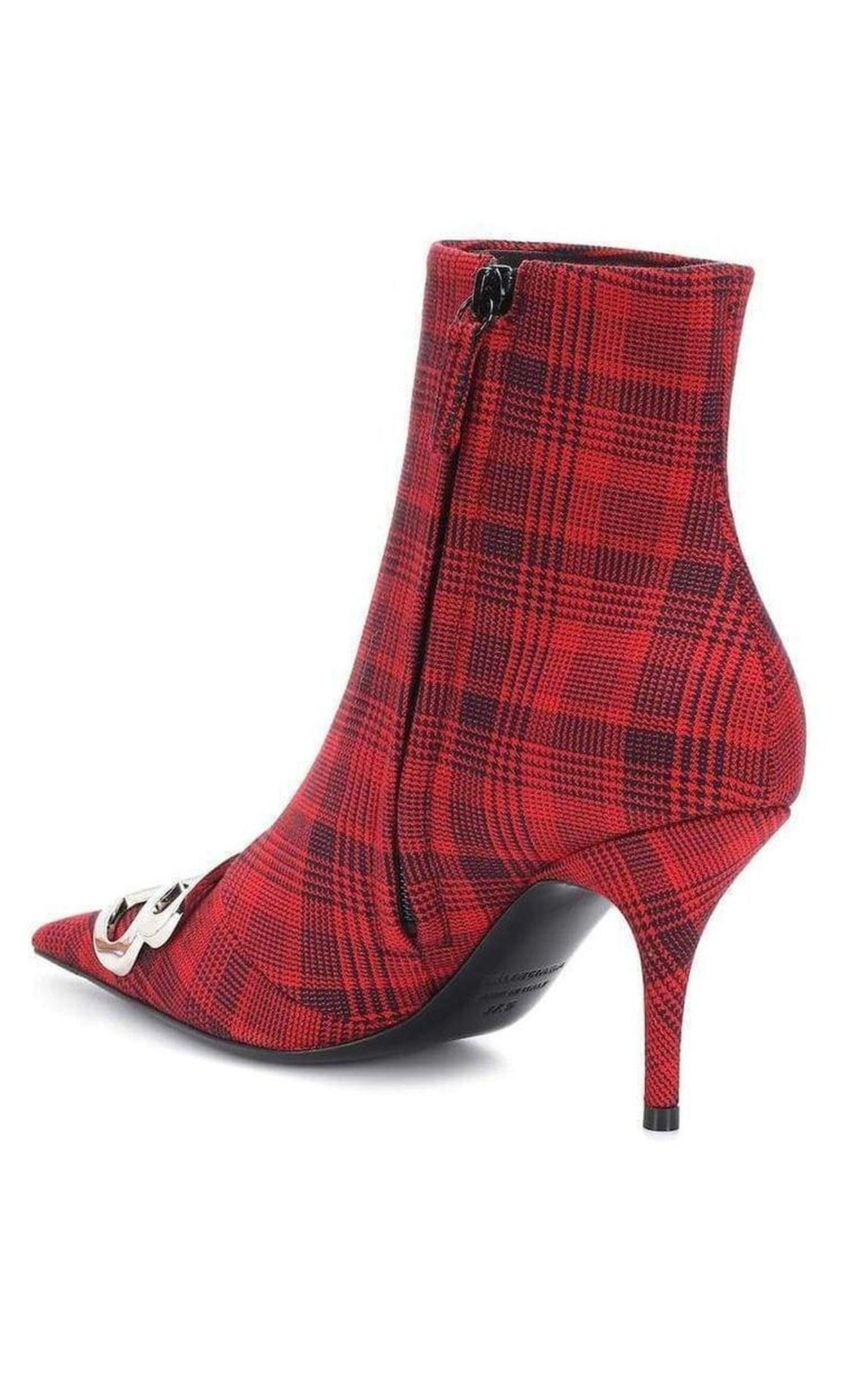 Logo Plaid Canvas Ankle Boots Balenciaga