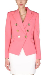 Balmain Coral Double-breasted Wool Blazer