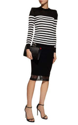 Crew Neck Stripe Long Sleeve Jumper Balmain