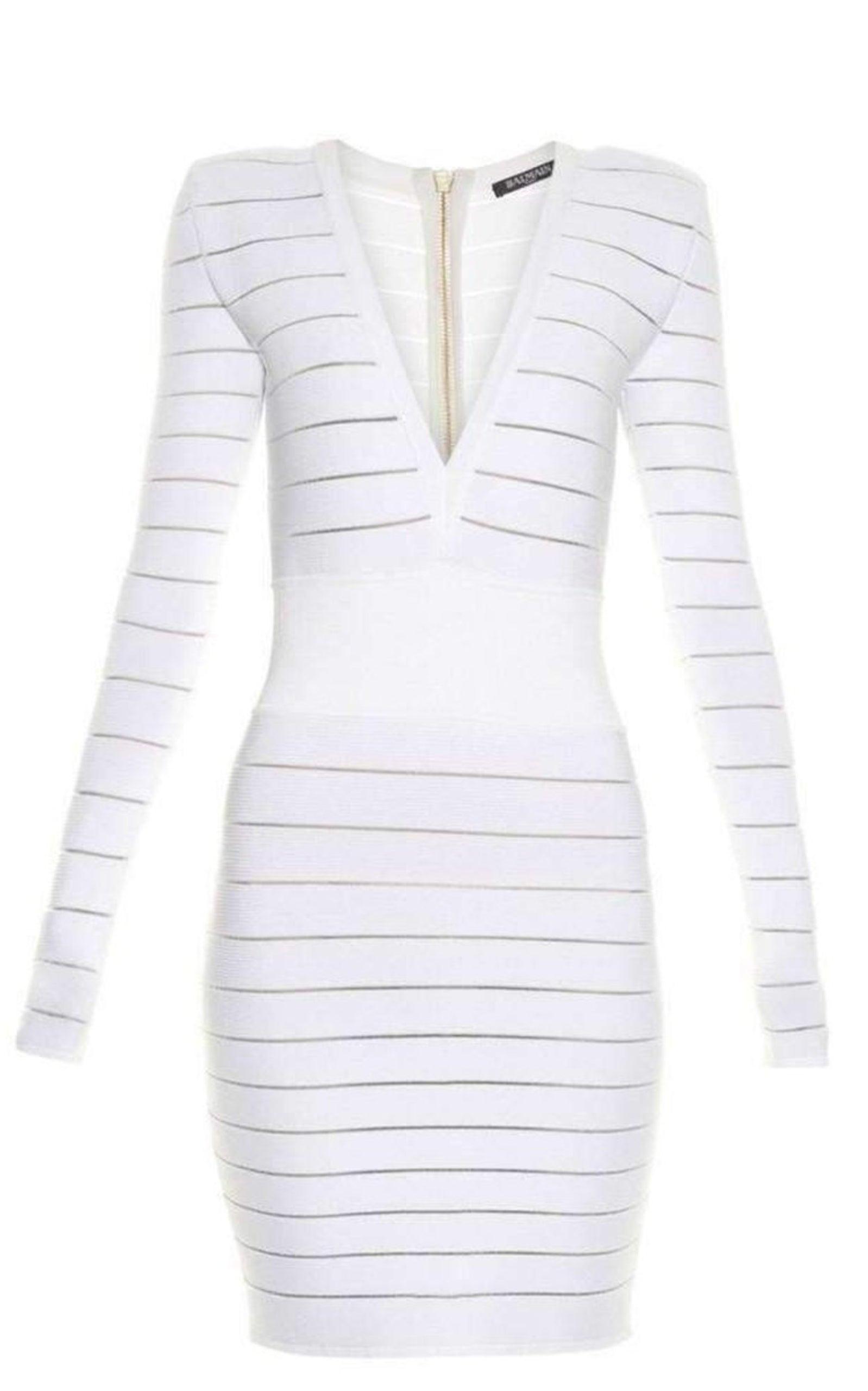 Deep V-Neck Knit Dress Balmain