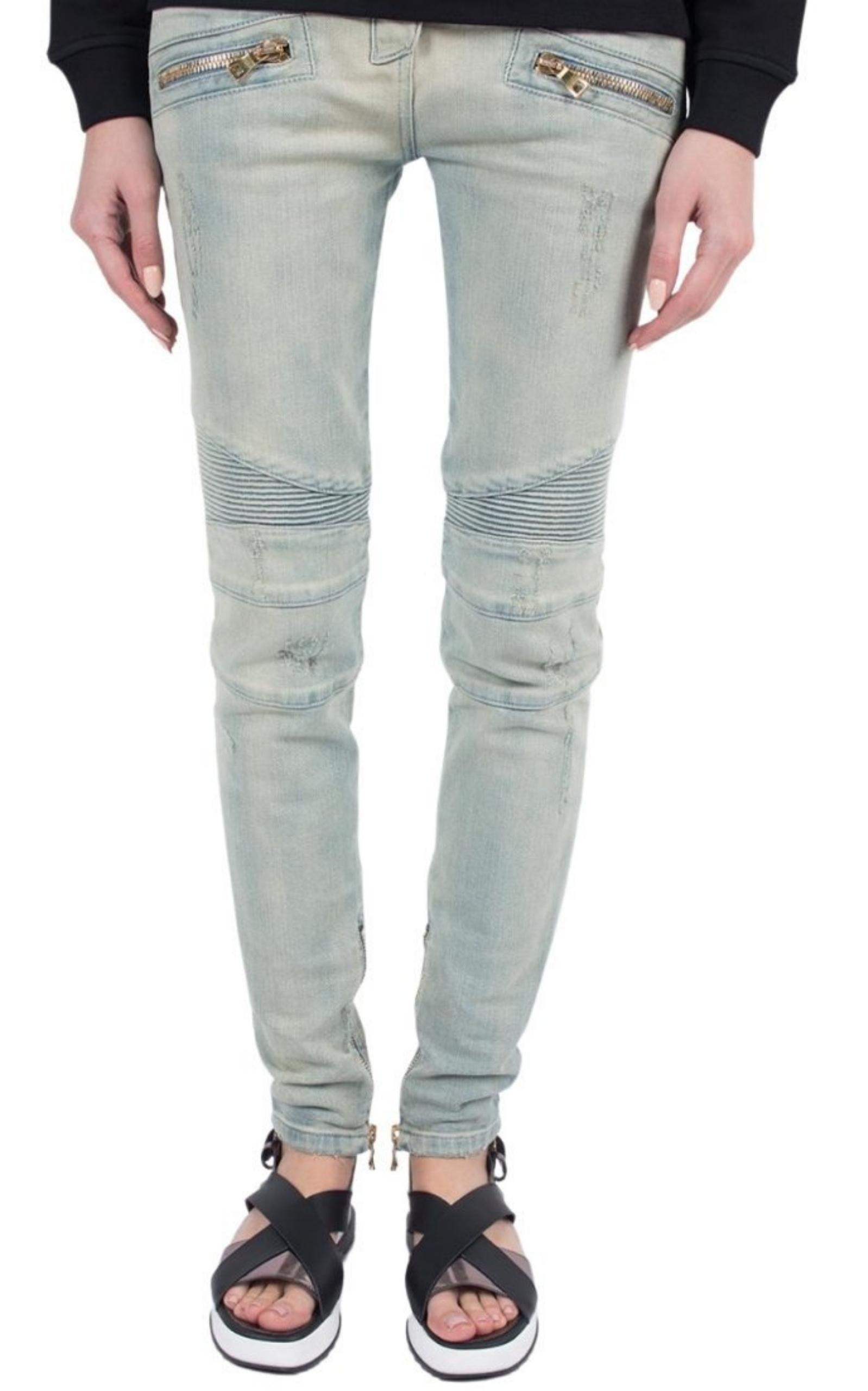 Distressed BikerJeans Balmain