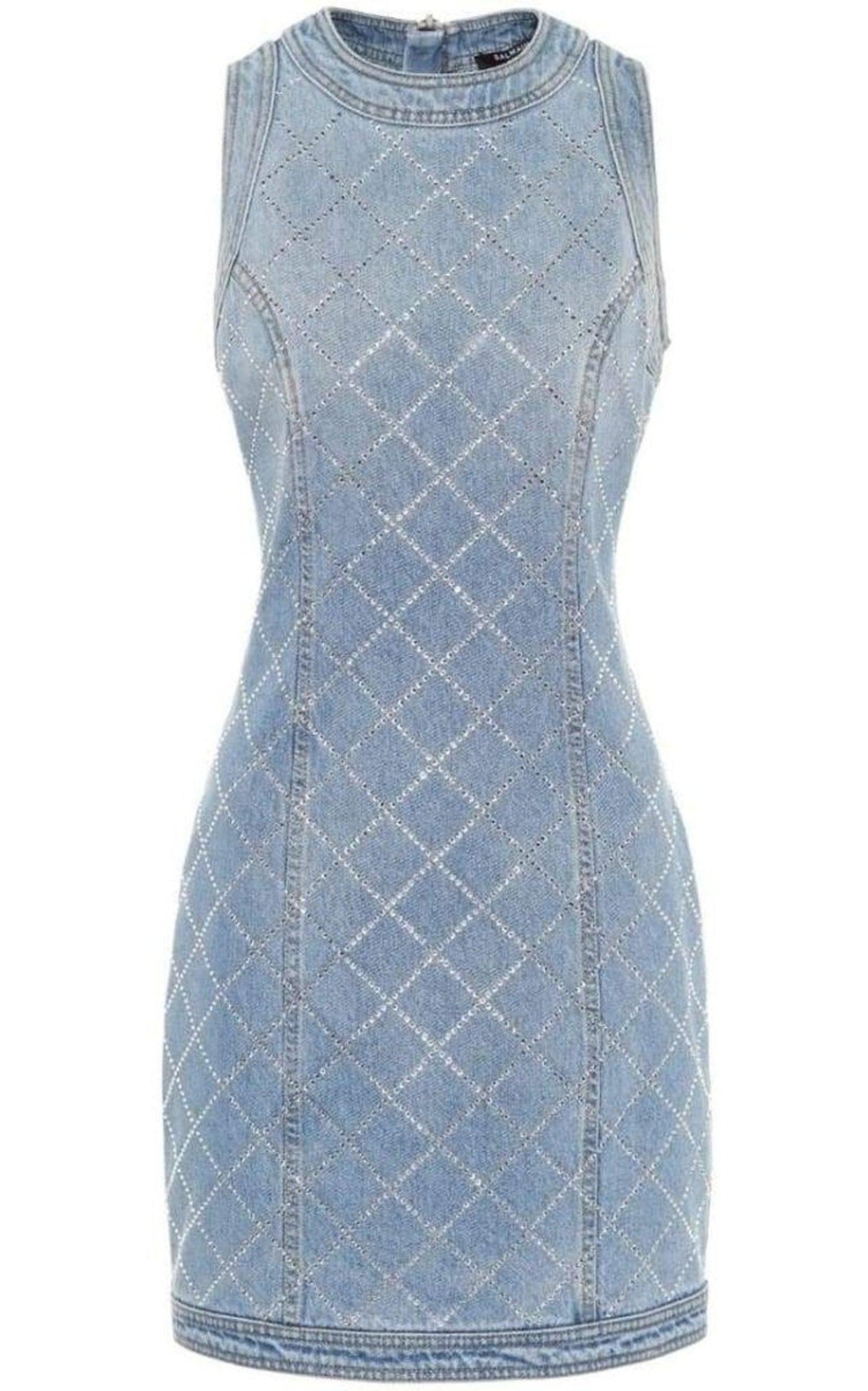 Embellished Denim Mini Dress Balmain