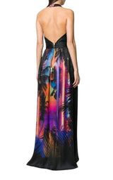 Halter Neck Printed Silk Dress Balmain