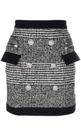 Houndstooth High-Rise Wool-Blend Mini Skirt Balmain