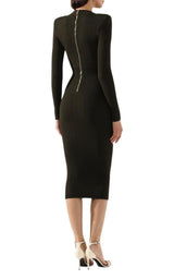 Lace-up Long Sleeve Midi Sweater Dress Balmain