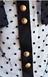 Long Sleeve Black Polka Dot Silk Shirt Balmain