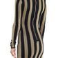 Lurex Gold Black Striped Pattern Mini Dress Balmain