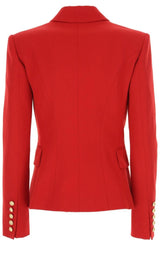 Red Double Breasted Tailored Wool Blazer Balmain