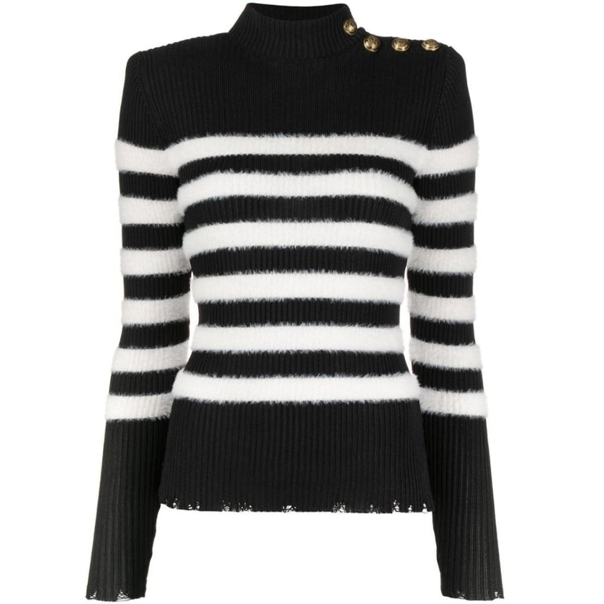 Balmain Rib Knit Striped Sweater