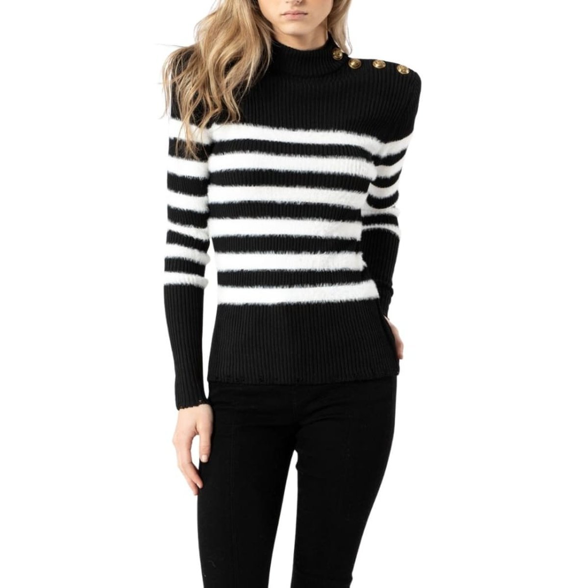 Balmain Rib Knit Striped Sweater