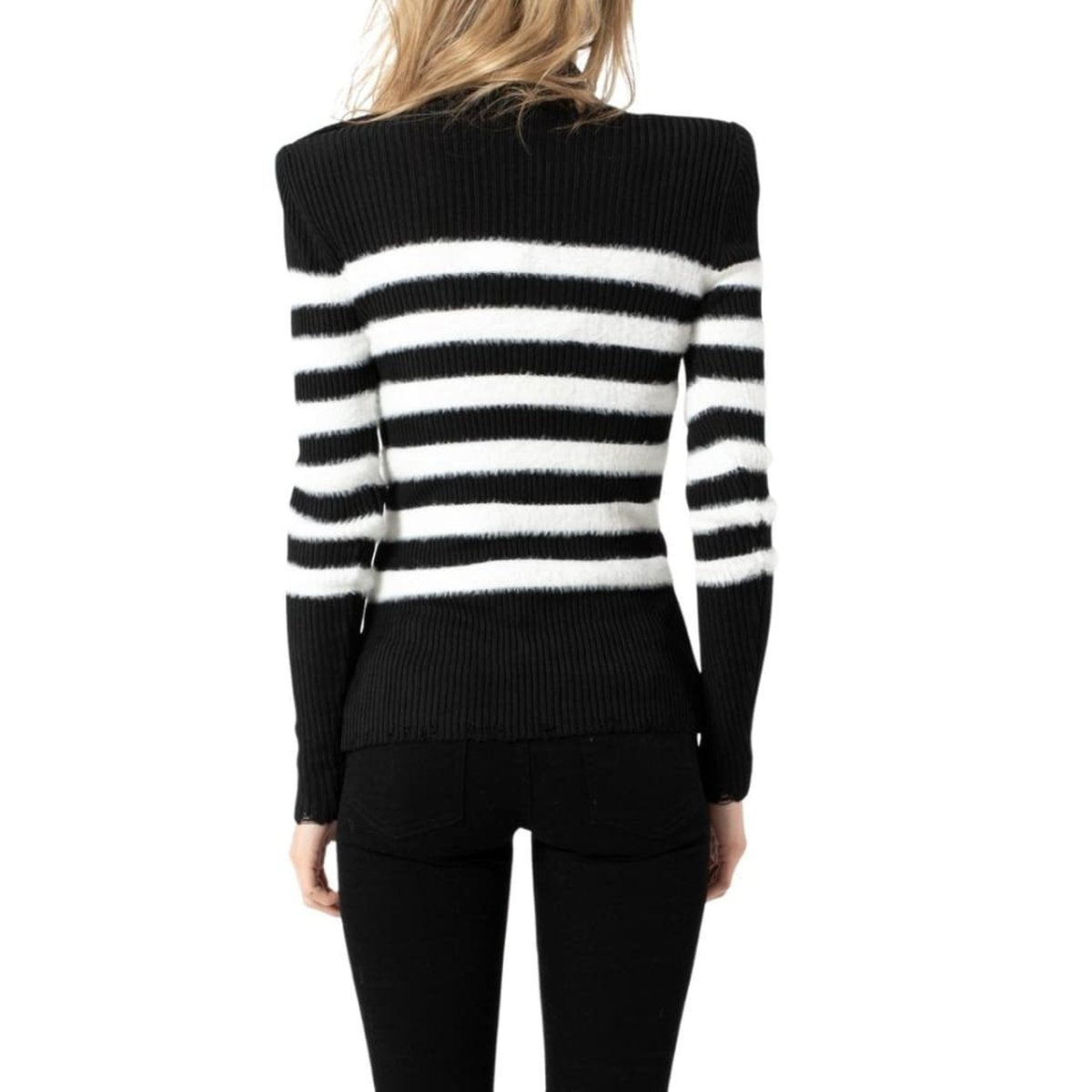 Balmain Rib Knit Striped Sweater