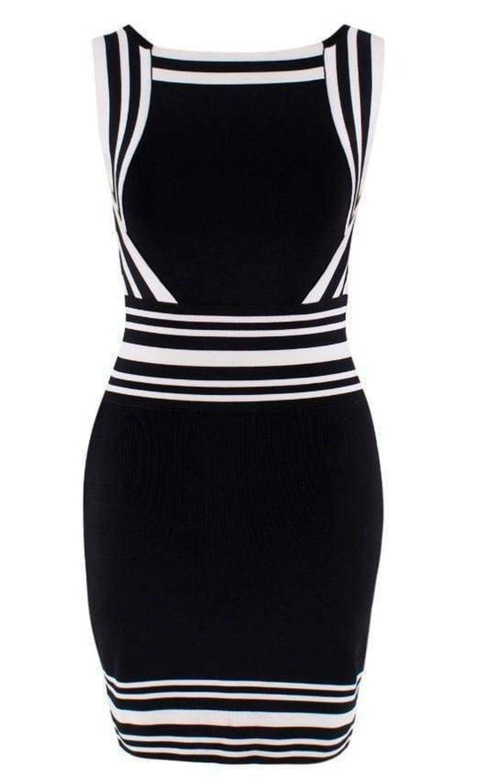 Square-neck Stripe-trim Knit Dress Balmain