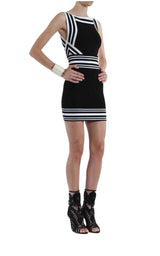 Square-neck Stripe-trim Knit Dress Balmain