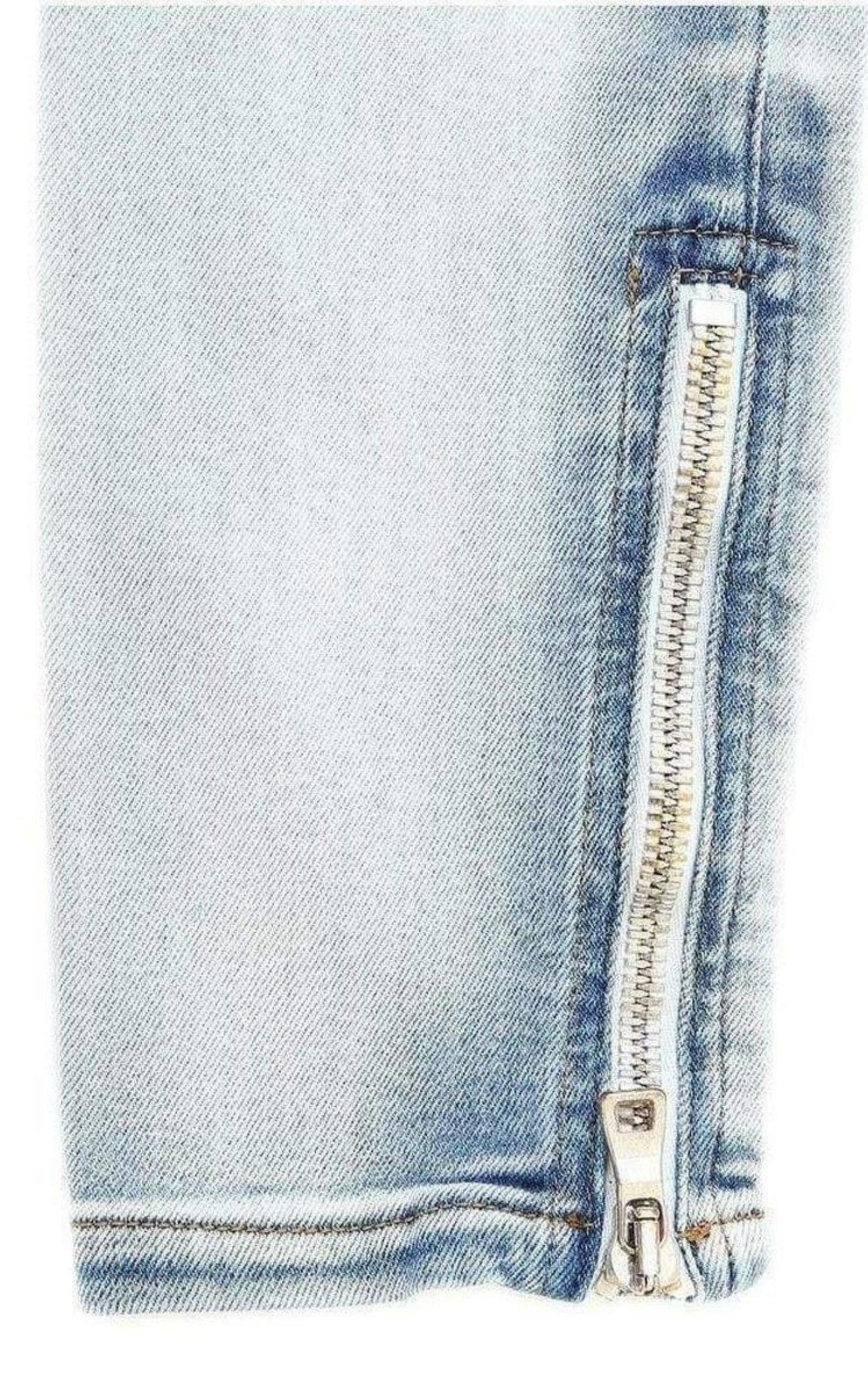 Balmain Washed Stretched Cotton Biker Jeans