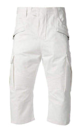 White Cotton Cargo Biker Shorts Balmain