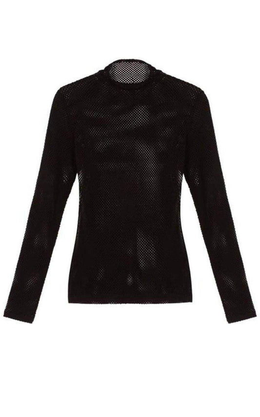 Ashlynd Mesh Turtleneck Top BCBGMAXAZRIA