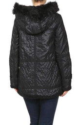 Black Genova Quilted Distressed Coat BCBGMAXAZRIA