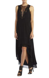 Cassidy Sleeveless Embroidered Lace Yoke Dress BCBGMAXAZRIA