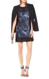 Caterina Sequin Feather Dress BCBGMAXAZRIA