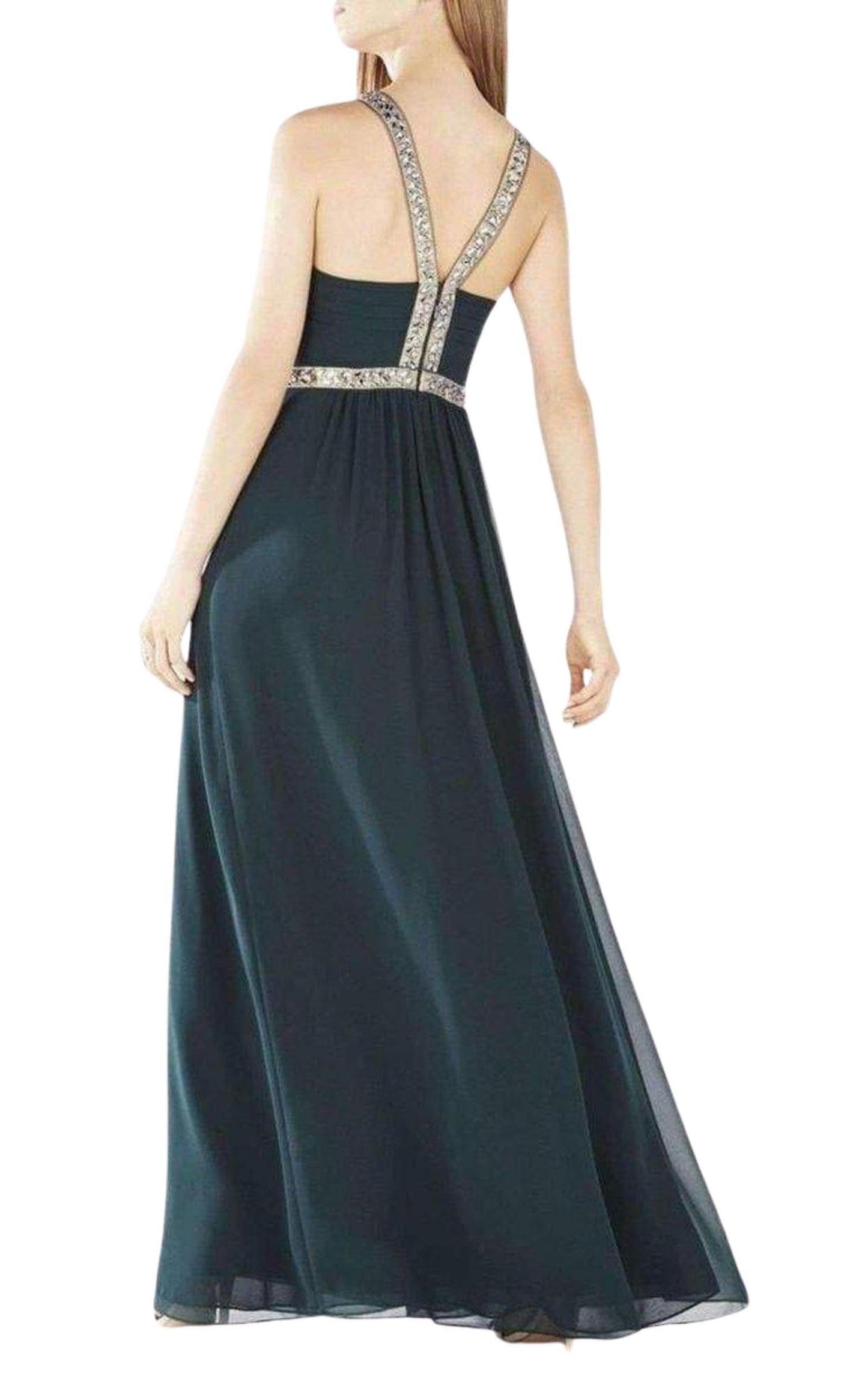 Celestine Beaded Halter Gown Dress BCBGMAXAZRIA