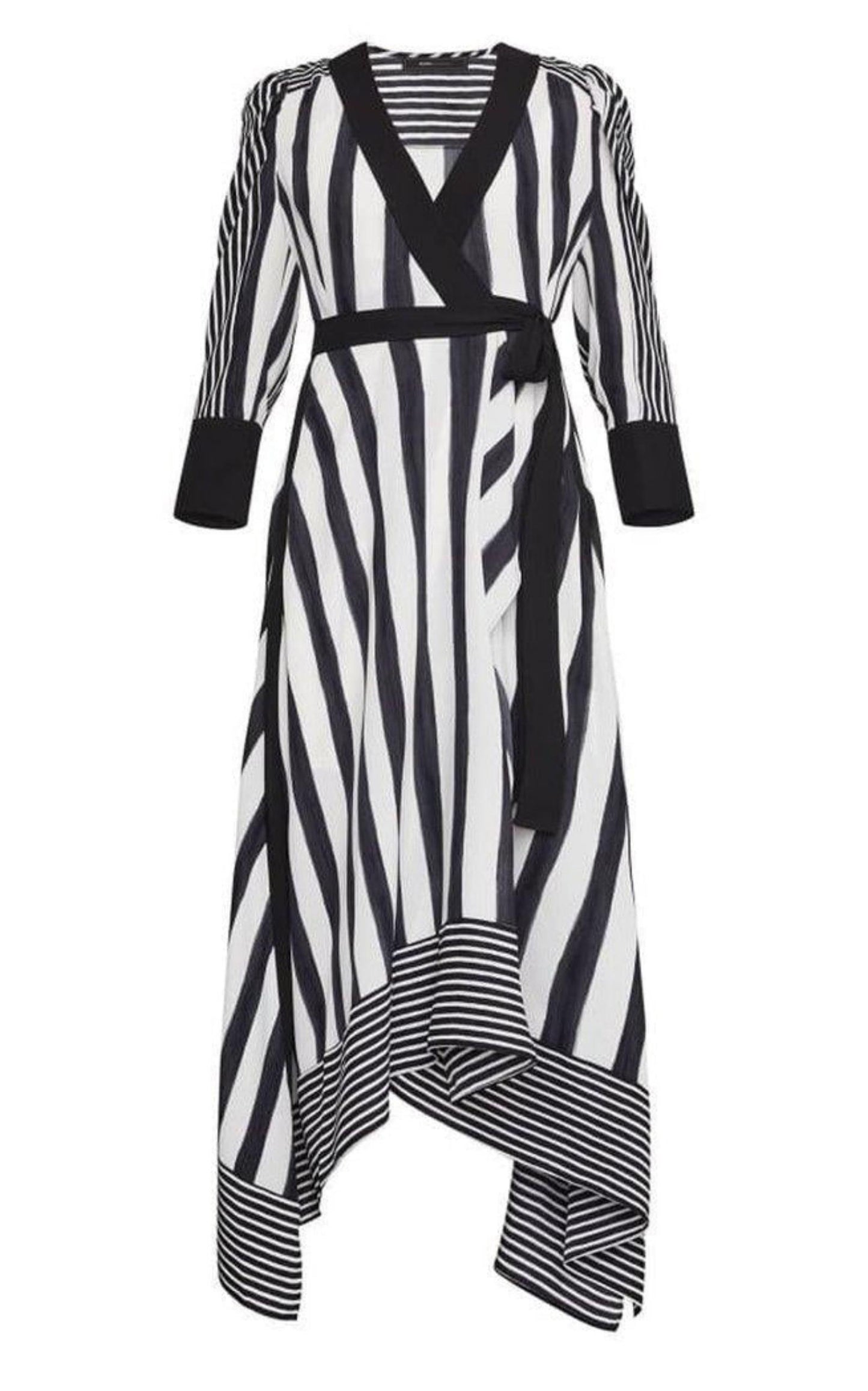 Costa Stripe Faux Wrap Dress BCBGMAXAZRIA