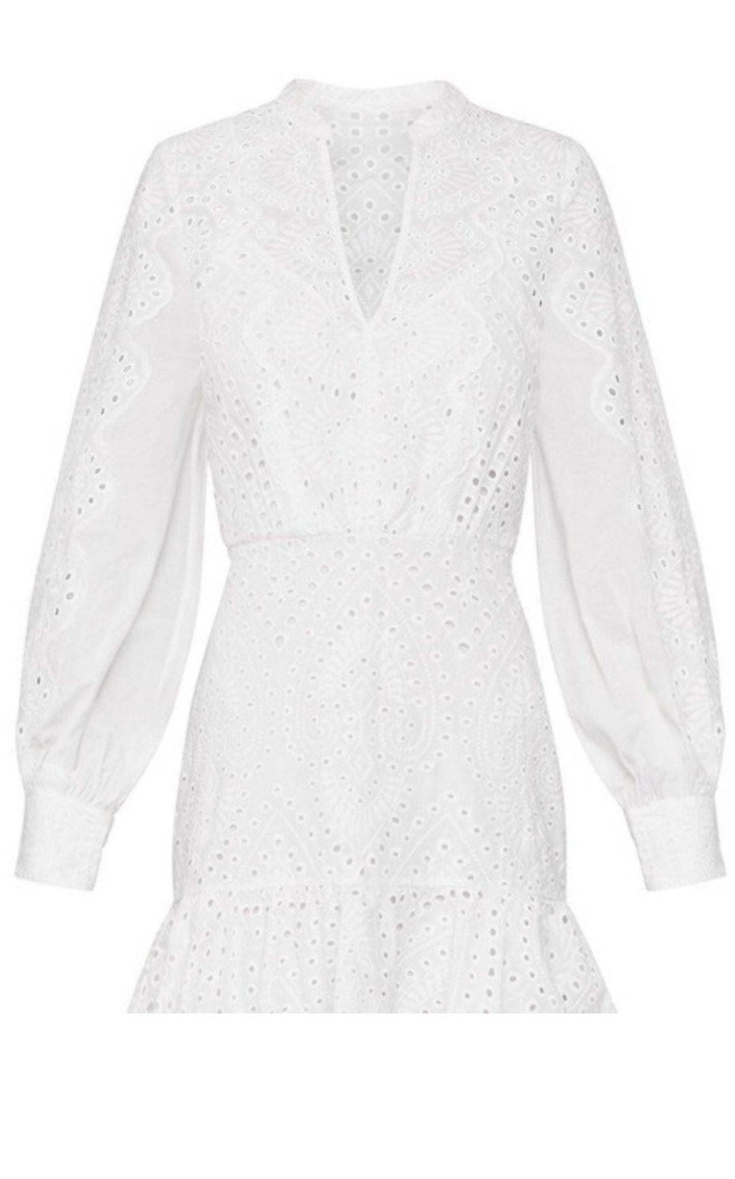 Cotton Eyelet Ruffle Shirt Dress BCBGMAXAZRIA