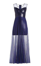 Cynthia Sequinned Detail Sunburst Pleated Gown BCBGMAXAZRIA