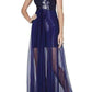 Cynthia Sequinned Detail Sunburst Pleated Gown BCBGMAXAZRIA