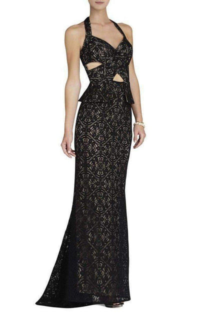 Daga Cutout Halter Black Gown Dress BCBGMAXAZRIA