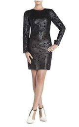 Embroidered Cutout Faux Leather Dress BCBGMAXAZRIA