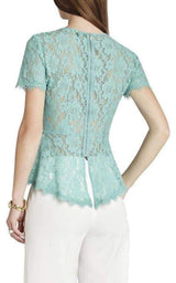 Evia Lace Peplum Top BCBGMAXAZRIA