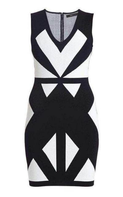 Evinna Geometric Jacquard Dress BCBGMAXAZRIA