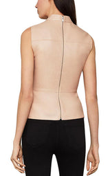 Faux Leather Peplum Top BCBGMAXAZRIA