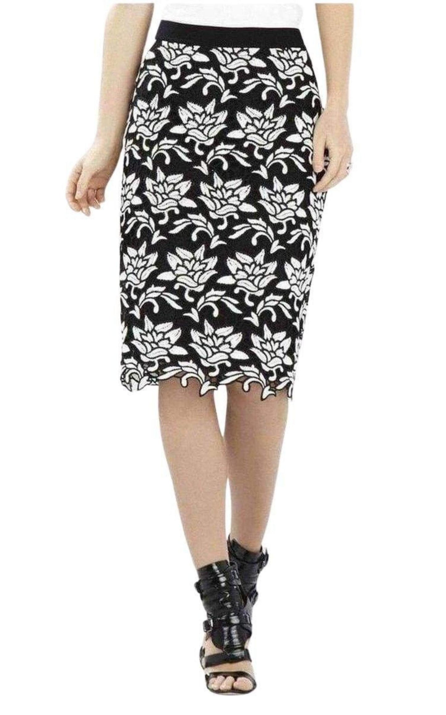 Floral Hem Pencil Skirt BCBGMAXAZRIA