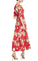 Floral-Print Faux-Wrap Maxi Dress BCBGMAXAZRIA