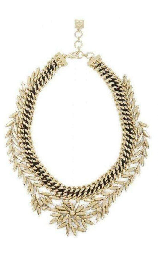 Gold Woven Leaf Necklace BCBGMAXAZRIA