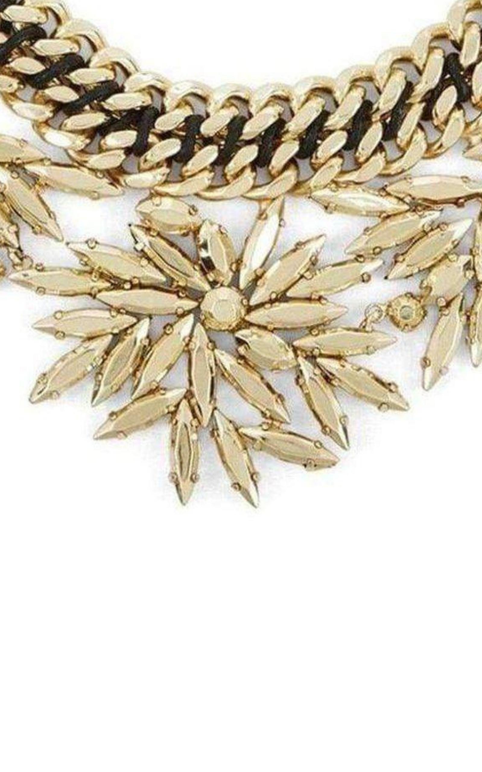 Gold Woven Leaf Necklace BCBGMAXAZRIA