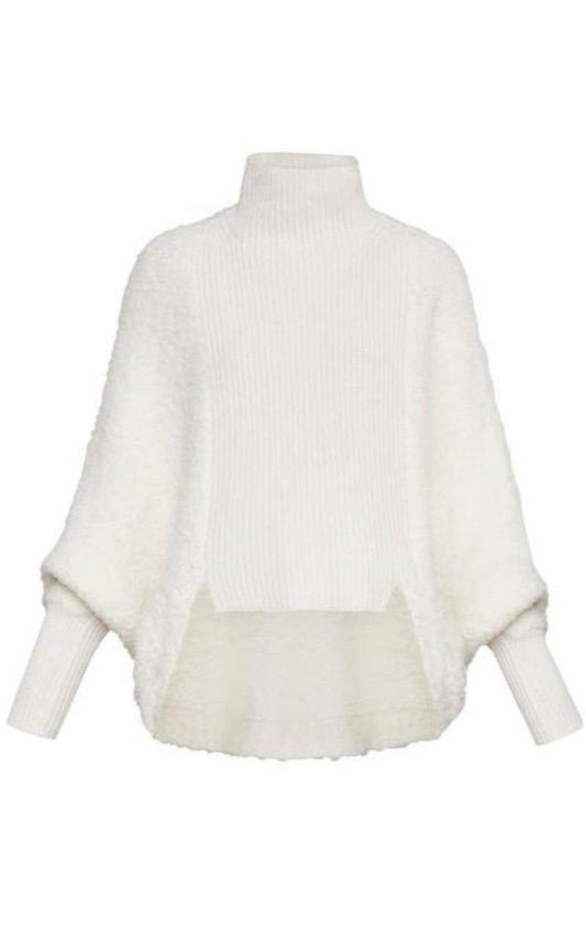 High-Low Turtleneck Merino Blend Sweater BCBGMAXAZRIA