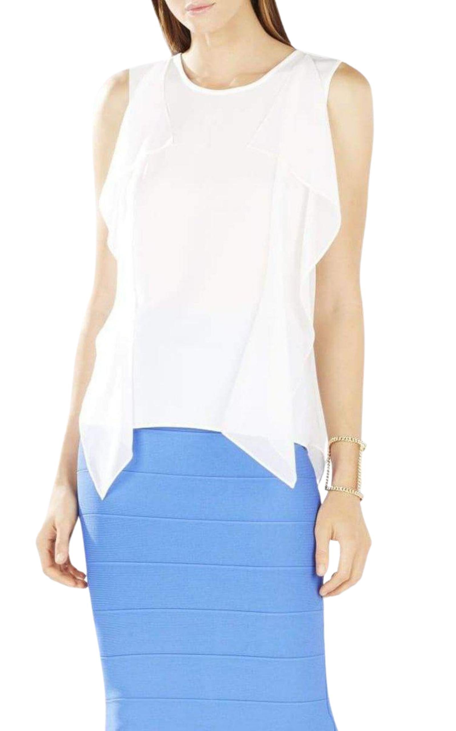 Ivorie Sleeveless Ruffle Top BCBGMAXAZRIA