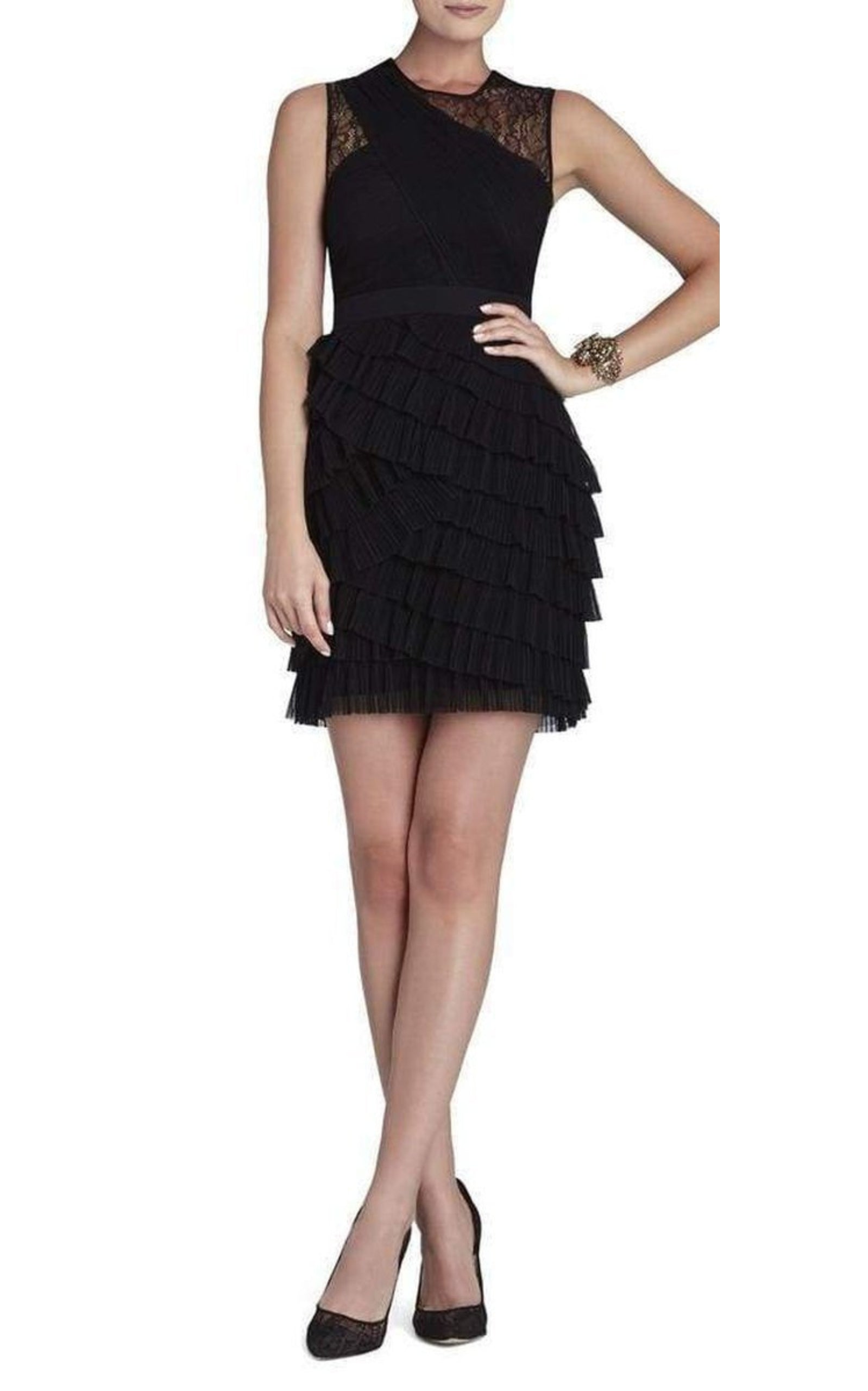 BCBGMAXAZRIA Jaya Pleated Sleeveless Dress