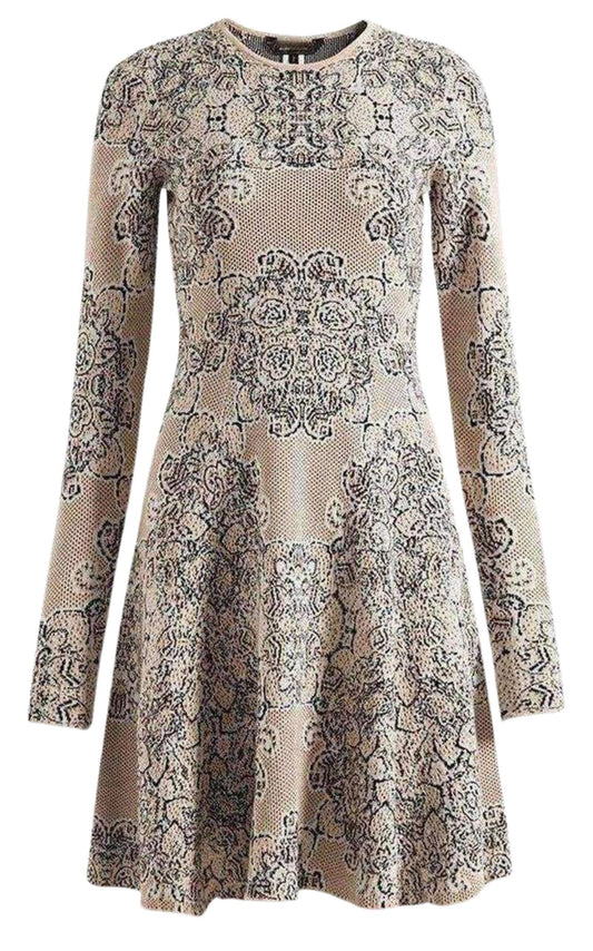 Julisa Geometric Jacquard Silk Dress BCBGMAXAZRIA